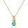 Collier en plaqu or chane avec pendentif solitaire oxyde bleu ciel et feuillage 42+3cm