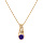 Collier en plaqu or chane avec pendentif solitaire oxyde violet et feuillage 42+3cm