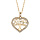 Collier en plaqu or chane avec pendentif coeur motif arbre de vie contour oxydes blancs sertis 42+3cm