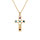 Collier en plaqu or pendentif chakra croix 22mm x 15mm 7 oxydes - 40+5cm