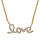 Collier en plaqu or chane avec pendentif love orn d'oxydes blancs sertis - longueur 40cm + 4cm de rallonge