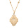 Collier en plaqu or chane avec mdaille ovale 14mm contour perle ert motif toile 38+5cm