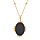 Collier en plaqu or mdaille mdaille ovale 14mm contour perle et coeur en pierre naturelle Agate noire 38+5cm