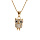 Collier en plaqu or pendentif hibou - chouette oxydes blancs sertis 42+3cm