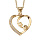 Collier en plaqu or chane avec pendentif coeur vid avec boucle Love  l'intrieur et oxydes blancs sertis sur 1 ct - longueur 40cm + 5cm de rallonge