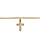 Chane de cheville en plaqu or avec pampille croix chrtienne orne d'oxydes blancs sertis - longueur 23cm + 2cm de rallonge