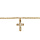 Chaîne de cheville en plaqué or avec pampille croix chrétienne ornée d'oxydes blancs sertis - longueur 23cm + 2cm de rallonge