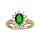 Bague en plaqu or collection joaillerie oxyde vert au centre et petits oxydes blancs autour