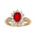 Bague en plaqu or collection joaillerie oxyde rouge au centre et petits oxydes blancs autour