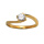 Bague en plaqu or solitaire en oxyde blanc serti 4 griffes sur monture en forme de vague