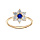 Bague en plaqu or marguerite avec oxyde bleu fonc et contour blancs sertis