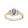 Bague en plaqu or avec oxyde central arc en ciel et contour oxydes blancs sertis