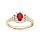 Bague en plaqu or avec oxyde central rouge et contour oxydes blancs sertis