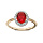 Bague en plaqu or avec oxyde rouge oval et contour oxydes blancs sertis