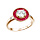 Bague en plaqu or pastille ronde avec oxyde blanc et contour oxydes rectangulaires roses