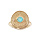 Bague en plaqu or forme ronde motif gometrique pierre Amazonite vritable