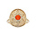 Bague en plaqu or forme ronde motif fleur et pierre couleur corail