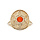 Bague en plaqué or forme ronde motif fleur et pierre couleur corail