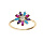 Bague en plaqu or gomtrie fleur oxydes multi couleurs