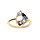 Bague en plaqué or géométrie oxydes bleus et blanc