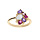 Bague en plaqu or gomtrie oxydes roses