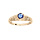 Bague en plaqu or solitaire 5mm oxyde bleu fonc et feuillage