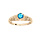 Bague en plaqu or solitaire 5mm oxyde bleu ciel et feuillage