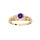 Bague en plaqu or solitaire 5mm oxyde violet et feuillage