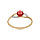 Bague en plaqu or anneau fin avec oxyde rouge au centre et dcoration oxydes blancs sertis