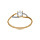 Bague en plaqu or anneau fin avec oxyde blanc au centre et dcoration oxydes blancs sertis