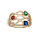 Bague en plaqu or croisillon d'oxydes de couleurs