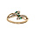 Bague plaqu or serpent double tte orne d'oxydes blancs et yeux oxydes verts