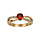 Bague en plaqu or collection joaillerie 2 brins croiss dont 1 lisse et l'autre orn d'oxydes blancs et gros oxyde rouge au centre