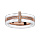 Bague en cramique blanche 3 anneaux, 2 anneaux en cramique blanche facete et 1 anneau au milieu en plaqu or rose avec demi-rail d'oxydes blancs et barrette orne d'oxydes blancs