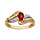 Bague en plaqu or collection joaillerie oxyde ovale rouge au centre et brins courbs autour