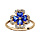 Bague en plaqu or collection joaillerie trfle  4 feuilles en oxydes bleus et contours en oxydes blancs sertis