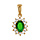 Collier avec Pendentif en plaqu or collection joaillerie oxyde vert au centre et petits oxydes blancs autour