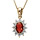 Collier avec Pendentif en plaqu or collection joaillerie oxyde rouge au centre et petits oxydes blancs autour