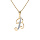 Collier en plaqu or chane avec pendentif initiale B oxydes blancs sertis 42+3cm