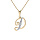 Collier en plaqu or chane avec pendentif initiale D oxydes blancs sertis 42+3cm