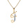 Collier en plaqu or chane avec pendentif initiale F oxydes blancs sertis 42+3cm