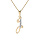 Collier en plaqu or chane avec pendentif initiale J oxydes blancs sertis 42+3cm