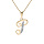 Collier en plaqu or chane avec pendentif initiale P oxydes blancs sertis 42+3cm