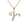 Collier en plaqu or chane avec pendentif initiale V oxydes blancs sertis 42+3cm