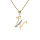 Collier en plaqu or chane avec pendentif initiale W oxydes blancs sertis 42+3cm