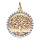 Pendentif en plaqu or rond 20mm arbre de vie contour oxydes blancs sertis