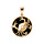 Pendentif en plaqu or mdaille 15mm, onyx noir imitation, zodiaque cancer et un  oxyde blanc