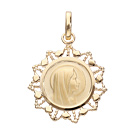 Pendentif mdaille en plaqu or Vierge avec contour dentel