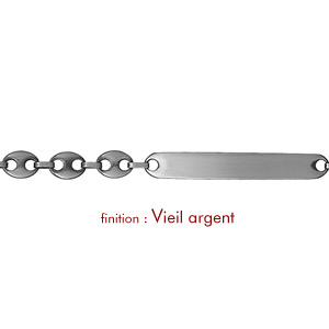 Gourmette en argent maille grains de caf largeur 6mm et longueur 19cm - Vue 2