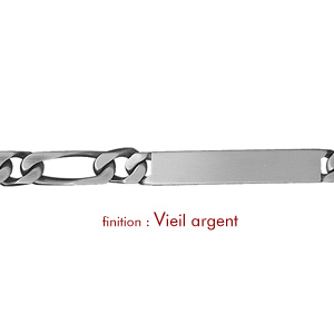 Gourmette en argent maille figaro 1+2 largeur 7mm et longueur 20cm - Vue 2